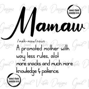 Mamaw Definition svg, Mamaw svg, Mamaw noun svg, Mamaw design, Grandmother svg, Grandma svg, Nana svg, Fabulous Women svg, grandma noun svg