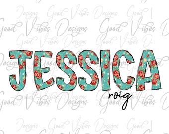 Custom Floral Name PNG, Girl sublimation digital download, Shabby Chic Name sublimation, Flower font name png, Personalized Name shirt png