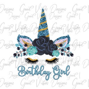 Birthday Girl with Unicorn Crown PNG, Unicorn Birthday png, Birthday girl shirt, little girl birthday design, Unicorn birthday Sublimation