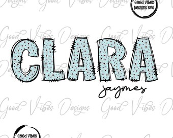 Custom Floral Name png, Vintage Daisy light blue Floral font, Custom floral name shirt PNG, Girl name digital download, Blue Daisy Name png