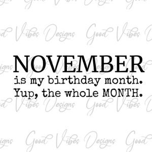 November is my birthday month. Yup the whole Month SVG & PNG Download, November birthday svg, born November svg, November svg, fall baby