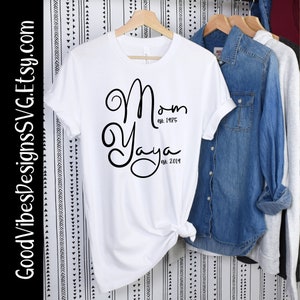 Personalized Mom est to Grandma est SVG designs, Gift for new grandma svg, Future Yaya svg, Grandma Pregnancy reveal svg, Custom grandma svg