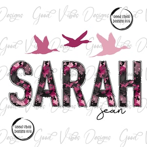 Nombre de camuflaje de pato personalizado PNG, descarga digital de sublimación de camuflaje rosa, sublimación de nombre de letra de camuflaje, nombre de fuente de camuflaje png, nombre personalizado png