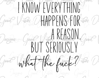 i know everything happens for a reason but seriously what the f*ck shirt svg, F*ck it svg, F*ck them svg, funny quote svg, sarcastic svg