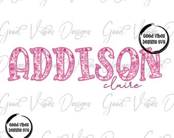 Custom Baby Girl Name PNG, Pink Toile Name Design, Custom Girl name print, Custom Name png design, Custom name design for shirt