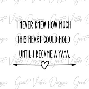 I never knew how much this heart could hold until I became a Yaya svg, First time grandma svg, new Yaya shirt, Yaya SVG, Grandma SVG,