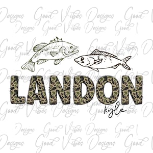 Nombre de camuflaje de pesca personalizado PNG, descarga digital de sublimación de niño, sublimación de nombre de letra de camuflaje, nombre de camuflaje png, camiseta con nombre personalizado png