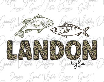 Custom Fishing Camo Name PNG, Boy sublimation digital download, Camo Letter Name sublimation, Camo name png, Personalized Name shirt png