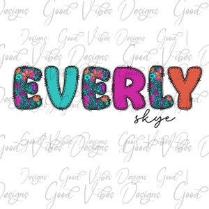 Custom Floral Name PNG, Girl sublimation digital download, Shabby Chic Name sublimation, Flower font name png, Personalized Name shirt png