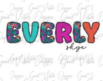Custom Name PNG, Girl sublimation digital download, Shabby Chic floral Name sublimation, Flower font name png, Personalized Name shirt png