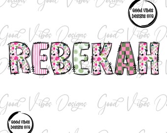 Custom Floral Name png, Hand drawn Floral font, Custom floral name shirt PNG, Girl name sublimation digital download, Pink flower Name png
