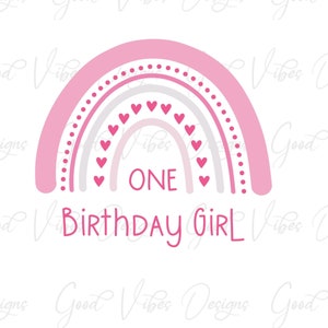Rainbow ONE birthday girl PNG, 1st Birthday Rainbow PNG, First Birthday png, 1 year old png, 1 year birthday Rainbow png, 1st birthday png