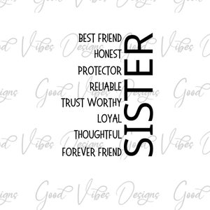 Sister - SVG & PNG Télécharger - sisters tee-shirt - sisters svg - sister gift - loyal sister svg - sisters are forever friends svg - bff svg