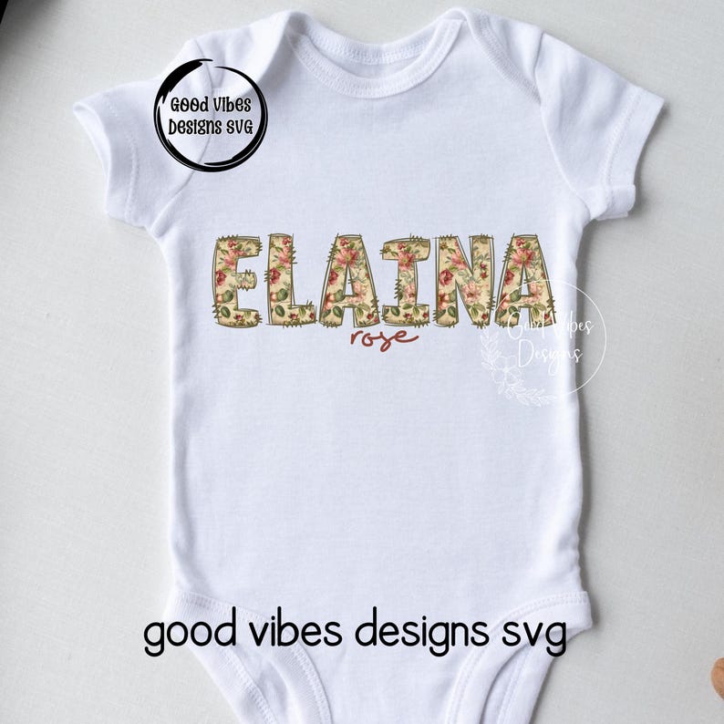 Elaina In Cursive Custom Floral Name Png, Dusty Rose Vintage Floral Font, Custom Floral ...