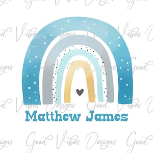 Benutzerdefinierter Name blauer Regenbogen Name PNG, Junge Sublimation digitaler Download, Baby Boy Name Sublimation, png, Neugeborener Baby Boy Name Geschenk png