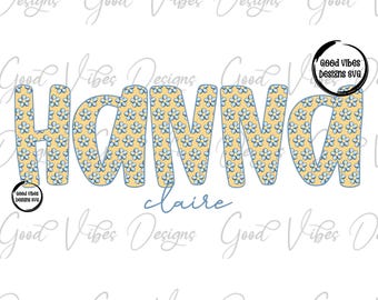 Custom Floral Name png, Daisy Custom Floral font, Custom floral name shirt PNG, Girl name sublimation digital download, Flower Name png
