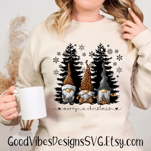 Merry Christmas Leopard Grey Gnomes PNG Sublimation download, Christmas png, Christmas tee shirt, Christmas Gnome shirt - Gnome PNG