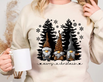 Merry Christmas Leopard Grey Gnomes PNG Sublimation download, Christmas png, Christmas tee shirt, Christmas Gnome shirt - Gnome PNG