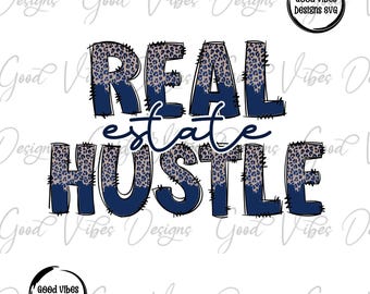 Real Estate Hustle Leopard Blue PNG Download, Realtor Sublimation Download, Real Estate Agent, Real Estate Apparel, Realtor, Real Estate Tee