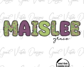 Custom Floral Leopard Name png, Green Purple Custom font, Custom floral leopard name shirt PNG, Girl name sublimation digital download