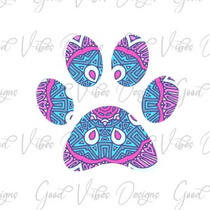 Paw Print Mandala Clip Art Images for Sublimation - PNG Download, Dog prints png sublimation, dog memory tumbler png, dog tag png, dog print