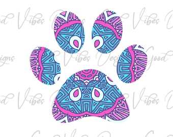 Paw Print Mandala Clip Art Images for Sublimation - PNG Download, Dog prints png sublimation, dog memory tumbler png, dog tag png, dog print