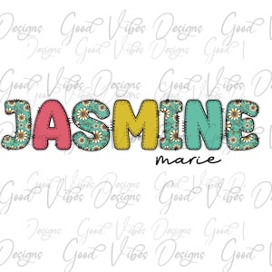 Custom Name PNG, Girl sublimation digital download, Retro Floral Shabby Chic Name sublimation, Daisy font name png, Personalized Name shirt