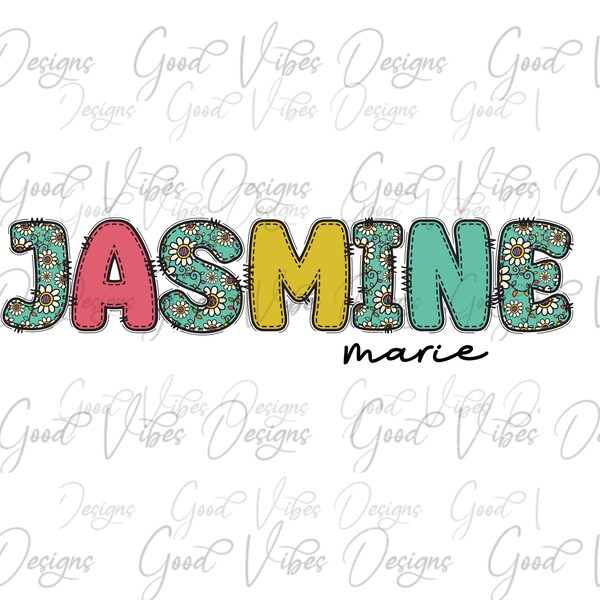 Custom Name PNG, Girl sublimation digital download, Retro Floral Shabby Chic Name sublimation, Daisy font name png, Personalized Name shirt