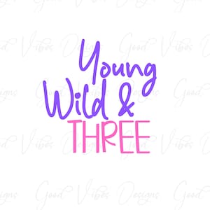 Young Wild and Three PNG Sublimation, 3rd Birthday PNG, 3 year old shirt, 3 year birthday shirt, 3 year old birthday, Toddler birthday shirt