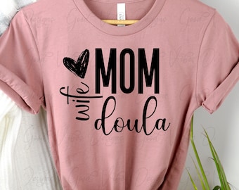 wife mom doula svg, Doula black letters and hearts svg, Doula svg cut file, gift for my Doula, doula tumbler svg, doula shirt svg design