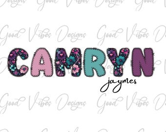 Custom Floral Name png, Custom Name png, Pretty Custom floral name shirt PNG, Girl name sublimation digital download, Purple Name png