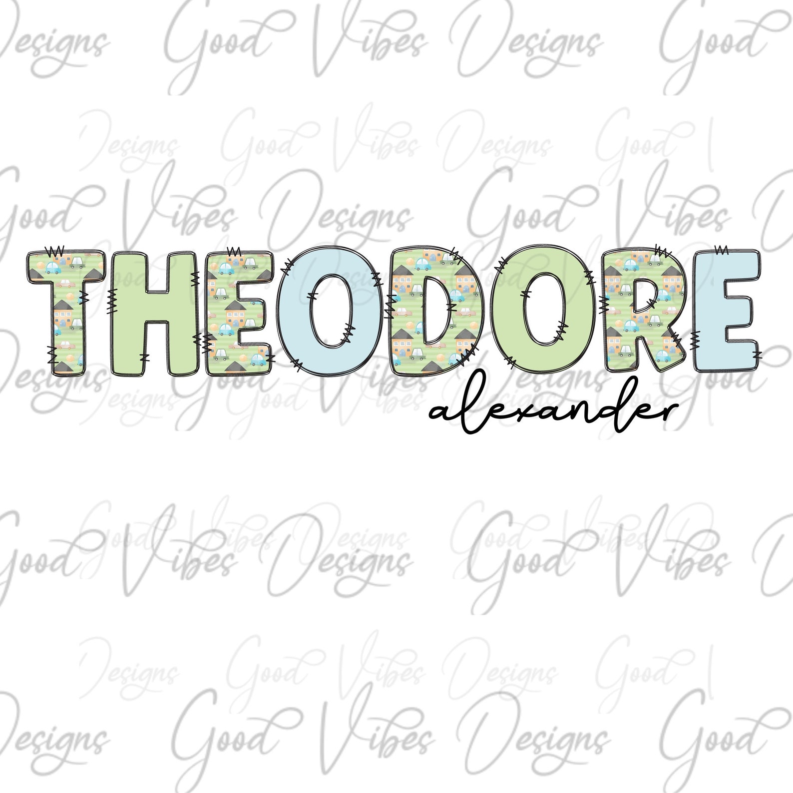 Cute Cars Custom Name, Car Themed Personalized Name PNG, Green Custom ...