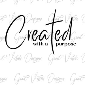 Erstellt mit einem Zweck - SVG & PNG Download - Glaube Clipart - höhere Kraft png - Jesus Liebhaber svg - Christliche svg - Trendy Damen Shirt SVG
