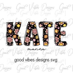 Custom Floral Name png, Retro Floral font, Custom floral name shirt PNG, Girl name sublimation digital download, Daisy retro Name png