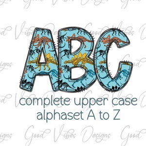 Dinosaur Themed Alphabet - Themed Alphabet, Dinosaurs, Dinosaur Alphabet, Kids Dinosaur Shirt, PNG Download Zip File