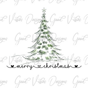 Hand drawn Christmas Tree PNG, Christmas tree clipart, Christmas Card clipart, Minimalist Christmas tree, elegant Christmas clipart