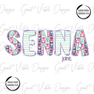Custom Name PNG, Girl sublimation digital download, Pink Shabby Chic Name sublimation, Heart Stripe font name png, Personalized Name png