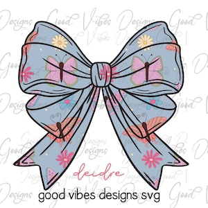 Custom Butterfly Name PNG, Girl sublimation digital download, Butterfly Bow Name design, Blue font name png, Personalized Name shirt png