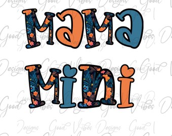 MAMA and Mini floral PNG, Mommy and Me Shirts, Matching Mother and Daughter Shirts, Gift for Mommy and Bay, Cute Baby shower gift