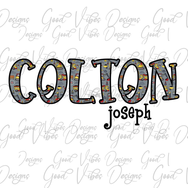 Colton Letter Construction Custom Name, Construction Themed Personalized Name PNG ...