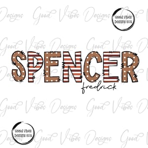 Custom Name PNG, Boy sublimation digital png, Brown Polka Dots Letter Name sublimation, Brown Stripe font name png, Personalized Name png