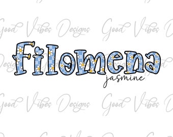 Custom Name PNG, Girl sublimation digital download, Daisy Name sublimation, White Daisy font name png, Personalized Name shirt sign png