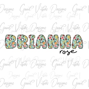 Custom Name PNG, Girl sublimation digital download, Floral Shabby Chic Name sublimation, Floral name png, Personalized Name shirt sign png