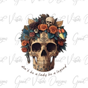Floral Skull PNG Sublimation Design, Hippie png, Boho png, Skull Flower sublimation, Butterfly Skull sublimation, Butterfly flower skull png