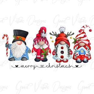Four Gnomes Merry Christmas - PNG Download - Sublimation download, Christmas png, Christmas tee shirt, Christmas Gnome shirt - Gnome PNG