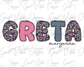 Custom Floral Name png, Floral Vintage Floral font, Custom floral name shirt PNG, Girl name sublimation digital download, Pink Name png