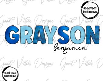 Custom Name PNG, Boy sublimation digital download, Blue Letter Name sublimation, Blue font name png, Custom Boy Name PNG