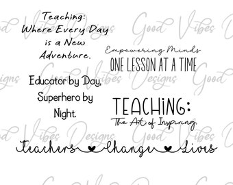 25 Teacher Bundle SVG, back to school svg, Teacher svg, School svg, Teacher SVG bundle, Teacher Quote SVG, Teacher Life svg, Teacher Shirts