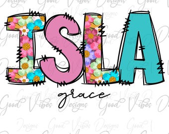 Custom Floral Name png, Vintage Floral font, Custom floral name shirt PNG, Girl name sublimation download, Pink Name png, Personalized png