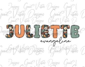 Custom Floral Name png, Vintage Floral font, Custom floral name shirt PNG, Girl name sublimation digital download, Flower font Name png
